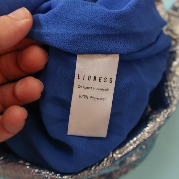 Lioness Senorita Metallic Silver Blue Ruched Underwire Cup Mini Dress Size Small - Picture 5 of 9